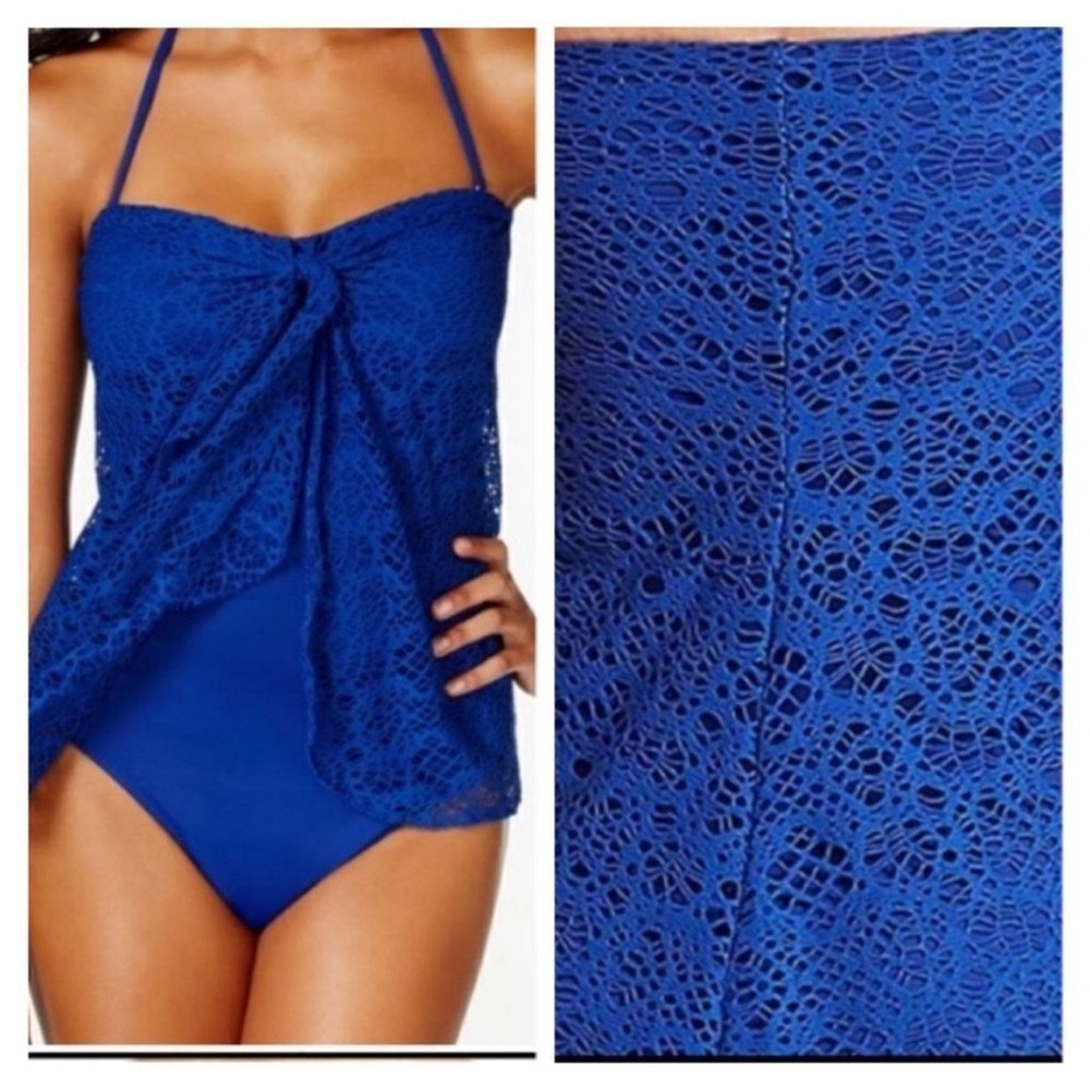 RALPH LAUREN blue crochet one piece swimsuit - Picture 4 of 9